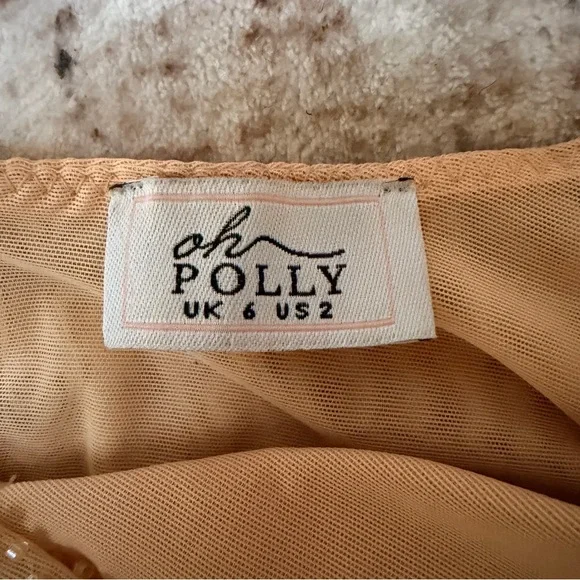 NWOT Oh Polly Champagne embellished Beaded Long Sleeve Crop Top size 2 - Picture 12 of 13